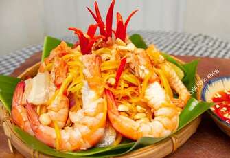 Recette de papaye verte aux crevettes et viande (gỏi đu đủ tôm thịt)